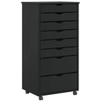 MOSS chest of drawers with casters, solid pine, white
