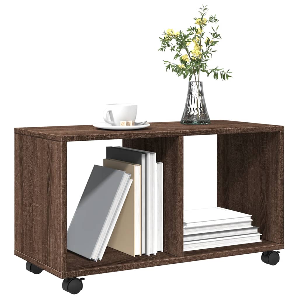 Armario con ruedas madera ingeniería marrón roble 72x33x42,5 cm