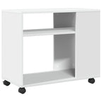 Mesa auxiliar con ruedas madera ingeniería blanco 70x35x60 cm