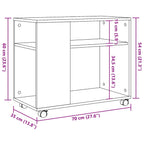 Mesa auxiliar con ruedas madera ingeniería blanco 70x35x60 cm