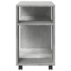 Mesa auxiliar ruedas madera ingeniería gris hormigón 70x35x60cm