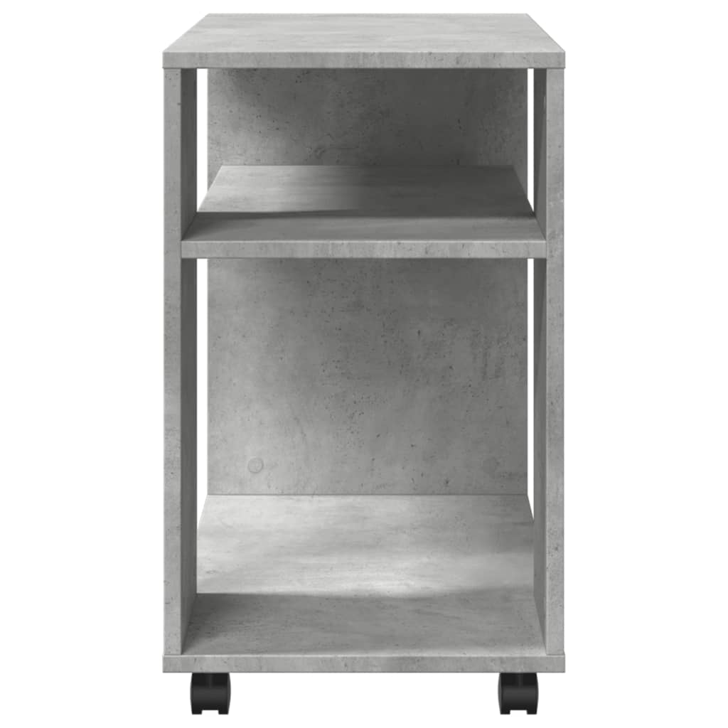 Mesa auxiliar ruedas madera ingeniería gris hormigón 70x35x60cm
