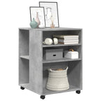 Mesa auxiliar ruedas madera ingeniería gris hormigón 55x60x78cm