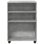 Mesa auxiliar ruedas madera ingeniería gris hormigón 55x60x78cm