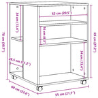 Mesa auxiliar ruedas madera ingeniería gris hormigón 55x60x78cm
