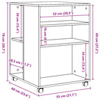 Mesa auxiliar ruedas madera ingeniería roble ahumado 55x60x78cm