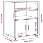 Armario con ruedas madera de ingeniería gris Sonoma 60x48x81 cm