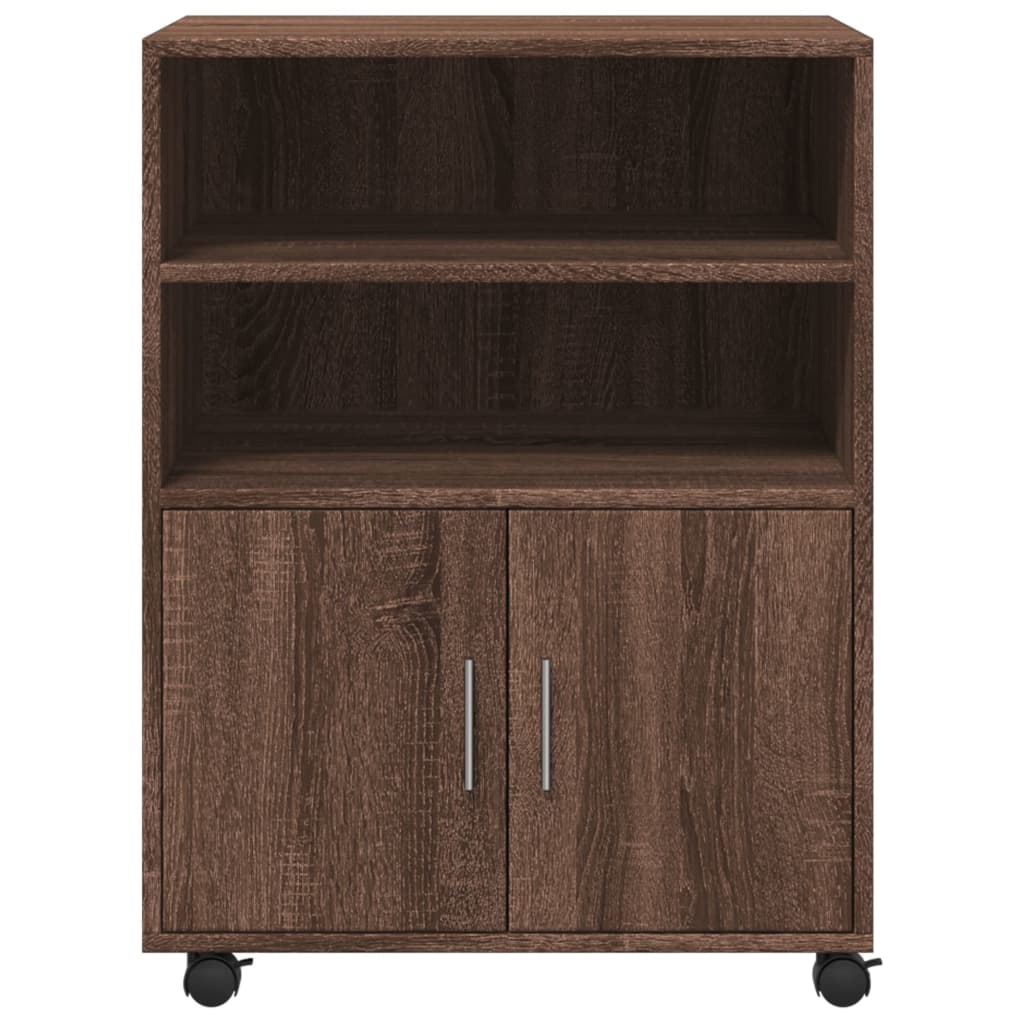 Armario con ruedas madera ingeniería marrón roble 60x48x81 cm