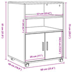 Armario con ruedas madera ingeniería marrón roble 60x48x81 cm
