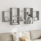 Estante de pared 2 uds madera ingeniería gris Sonoma 38x12x38cm