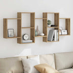 Estante de pared 2 uds madera ingeniería gris Sonoma 38x12x38cm