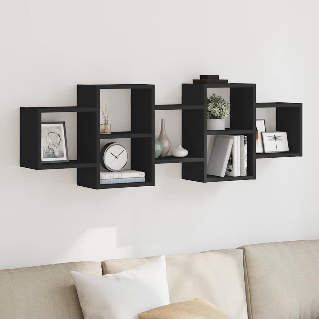 Estante de pared roble negro 90x16x78 cm madera de ingeniería