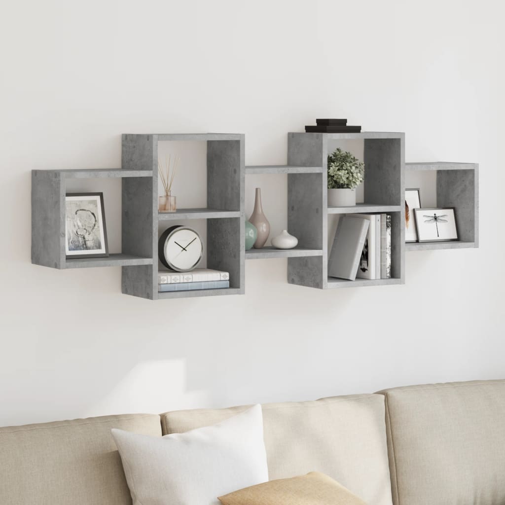 Estante de pared 2 uds madera ingeniería gris Sonoma 38x12x38cm