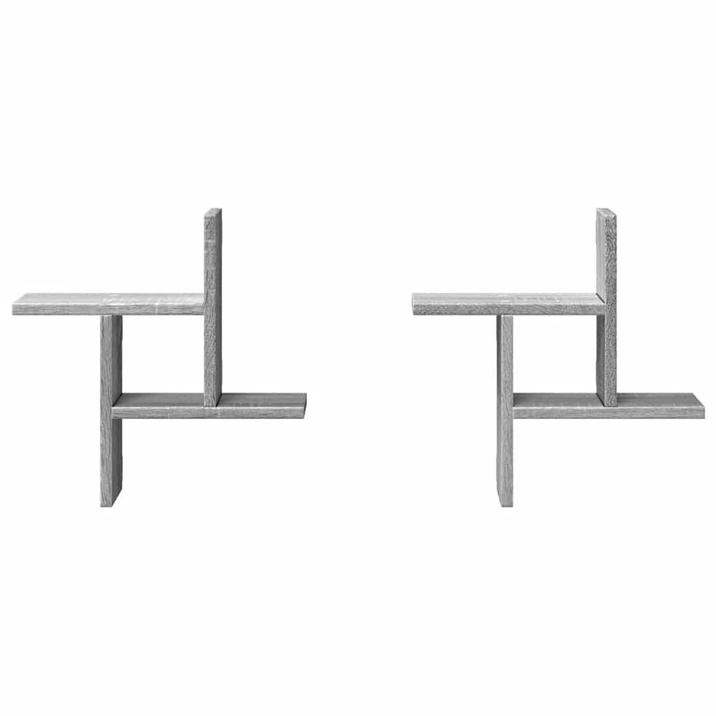 Estante de pared 2 uds madera ingeniería gris Sonoma 38x12x38cm