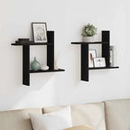 Estante de pared roble negro 90x16x78 cm madera de ingeniería