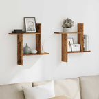 Estante de pared roble negro 90x16x78 cm madera de ingeniería