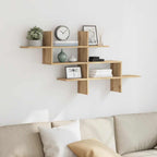 Estante de pared roble negro 90x16x78 cm madera de ingeniería