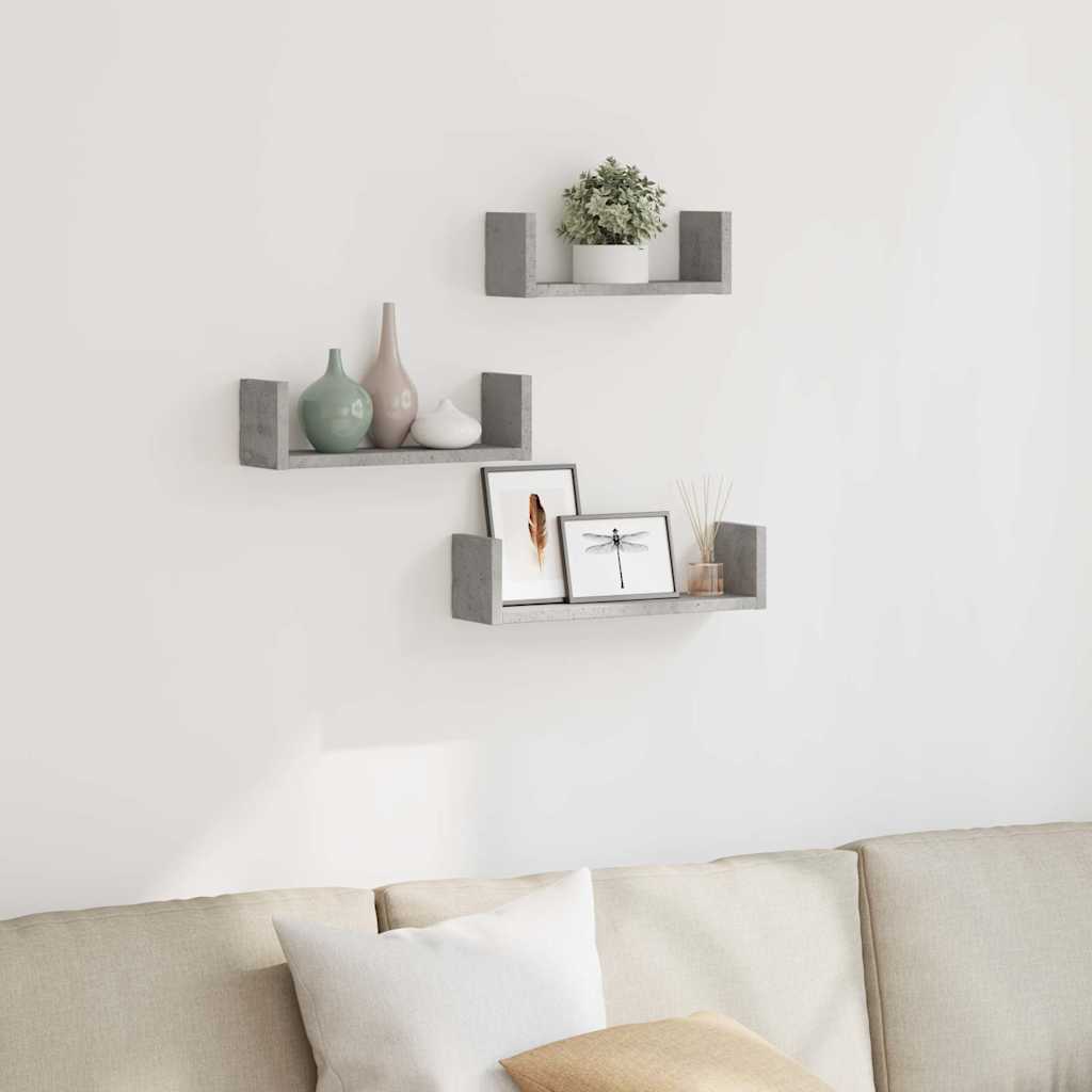 Estante de pared 2 uds madera ingeniería gris Sonoma 38x12x38cm