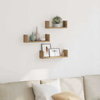 Estante de pared 2 uds madera ingeniería gris Sonoma 38x12x38cm