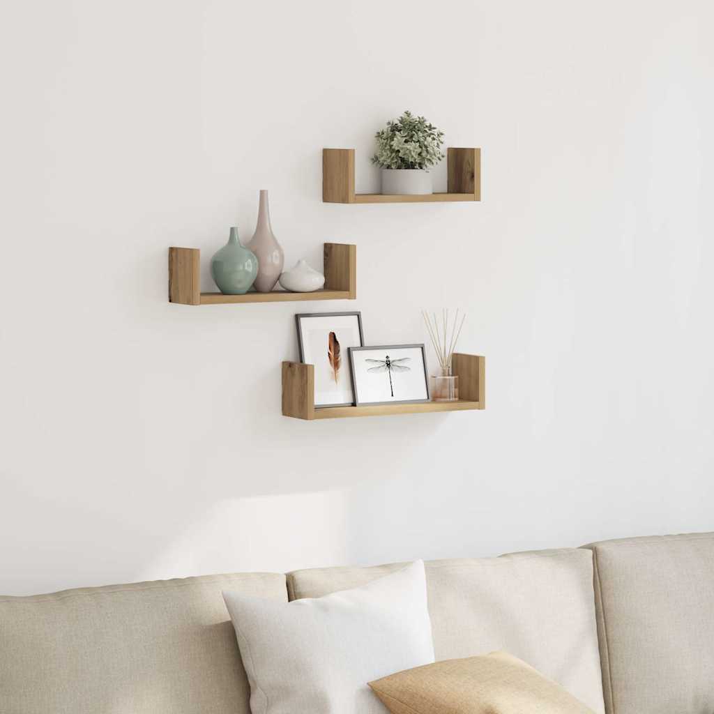 Estante de pared 2 uds madera ingeniería gris Sonoma 38x12x38cm