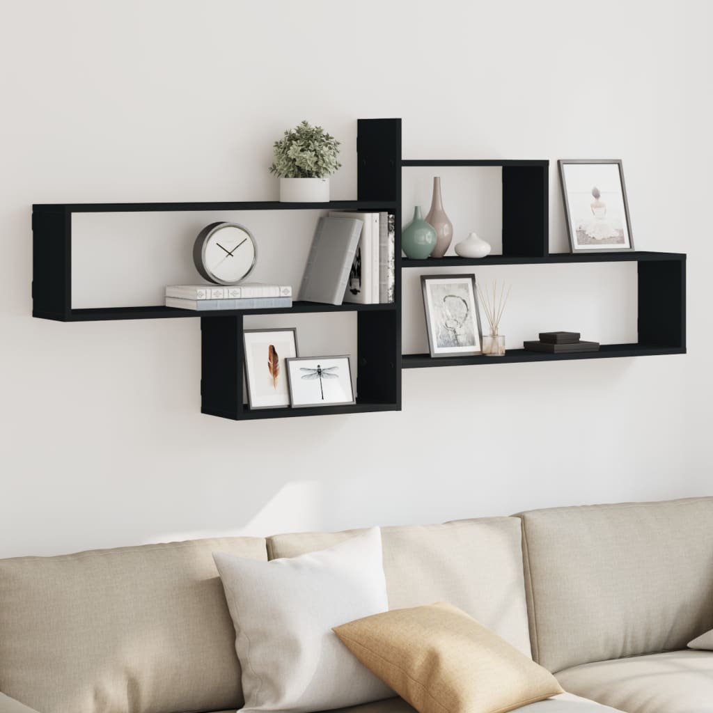 Estante de pared roble negro 90x16x78 cm madera de ingeniería