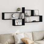 Estante de pared roble negro 90x16x78 cm madera de ingeniería