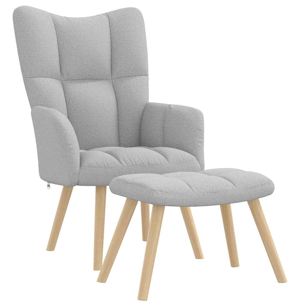 Sillón de relax con reposapiés tela gris nube