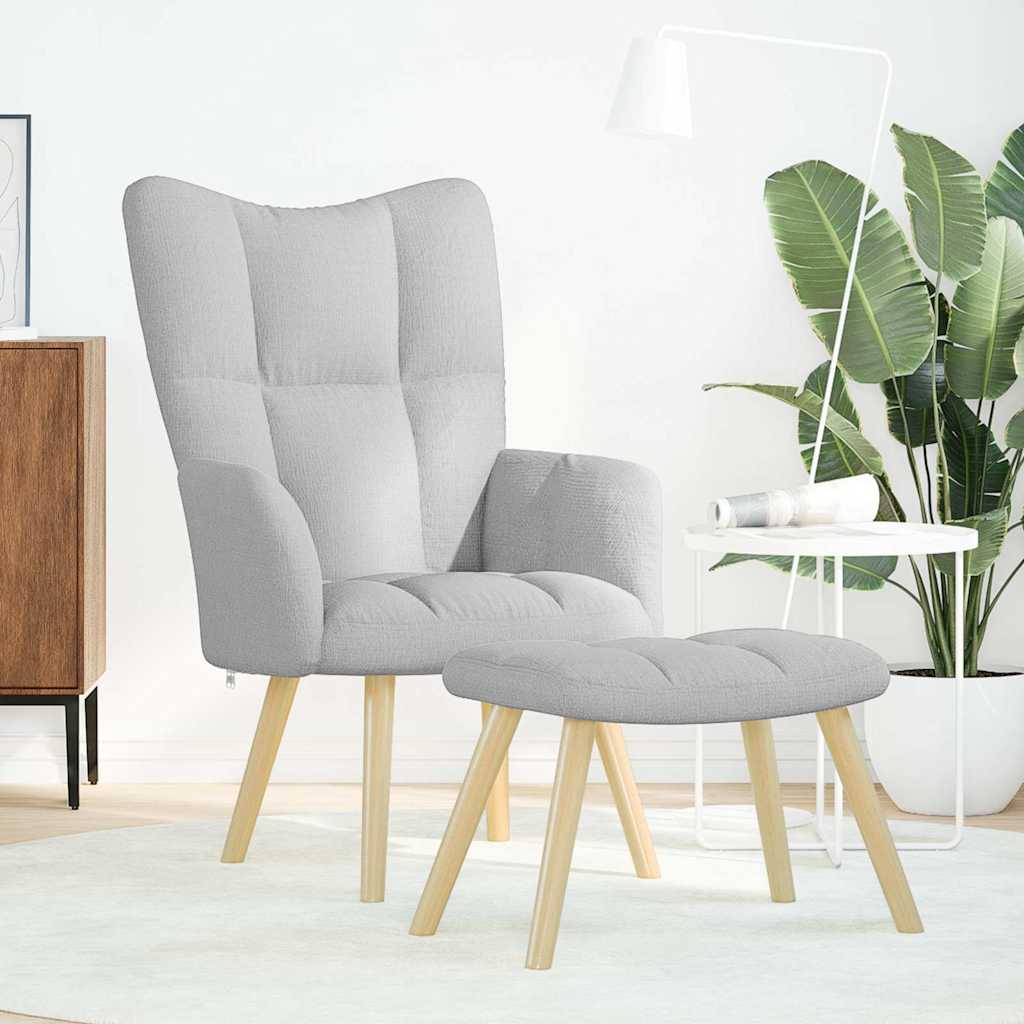 Sillón de relax con reposapiés tela gris nube
