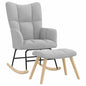 Cloud gray fabric rocking chair with footrest