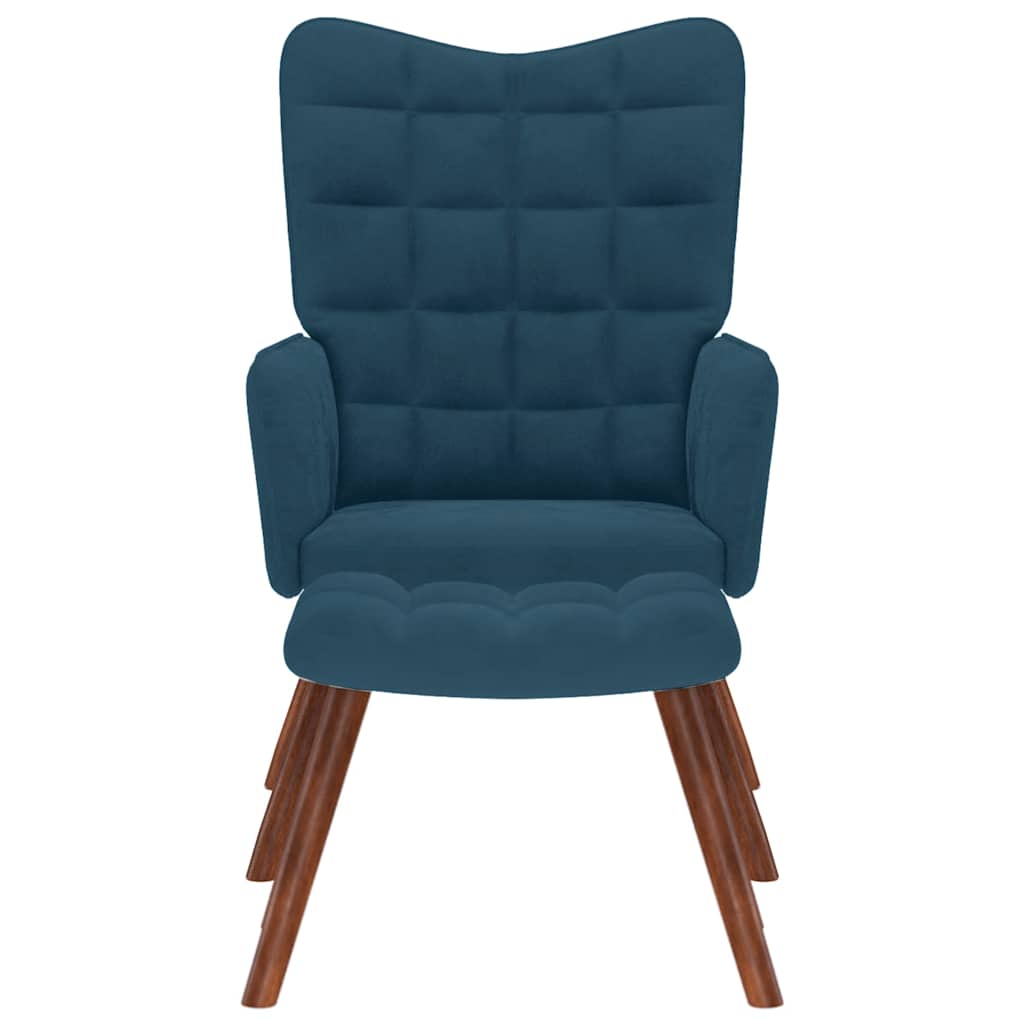 Sillón de relax con reposapiés terciopelo azul