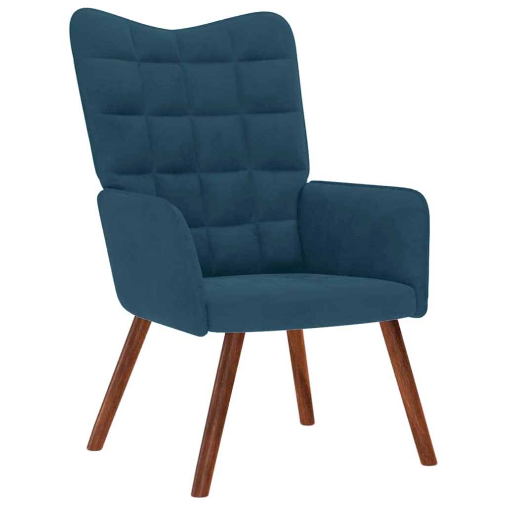 Sillón de relax con reposapiés terciopelo azul