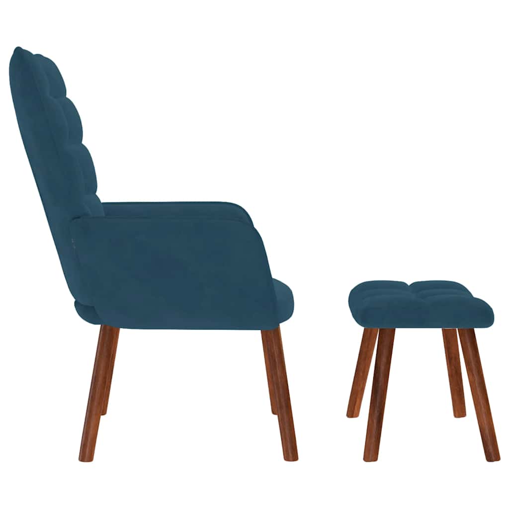 Sillón de relax con reposapiés terciopelo azul