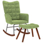 Cloud gray fabric rocking chair with footrest