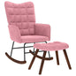 Cloud gray fabric rocking chair with footrest