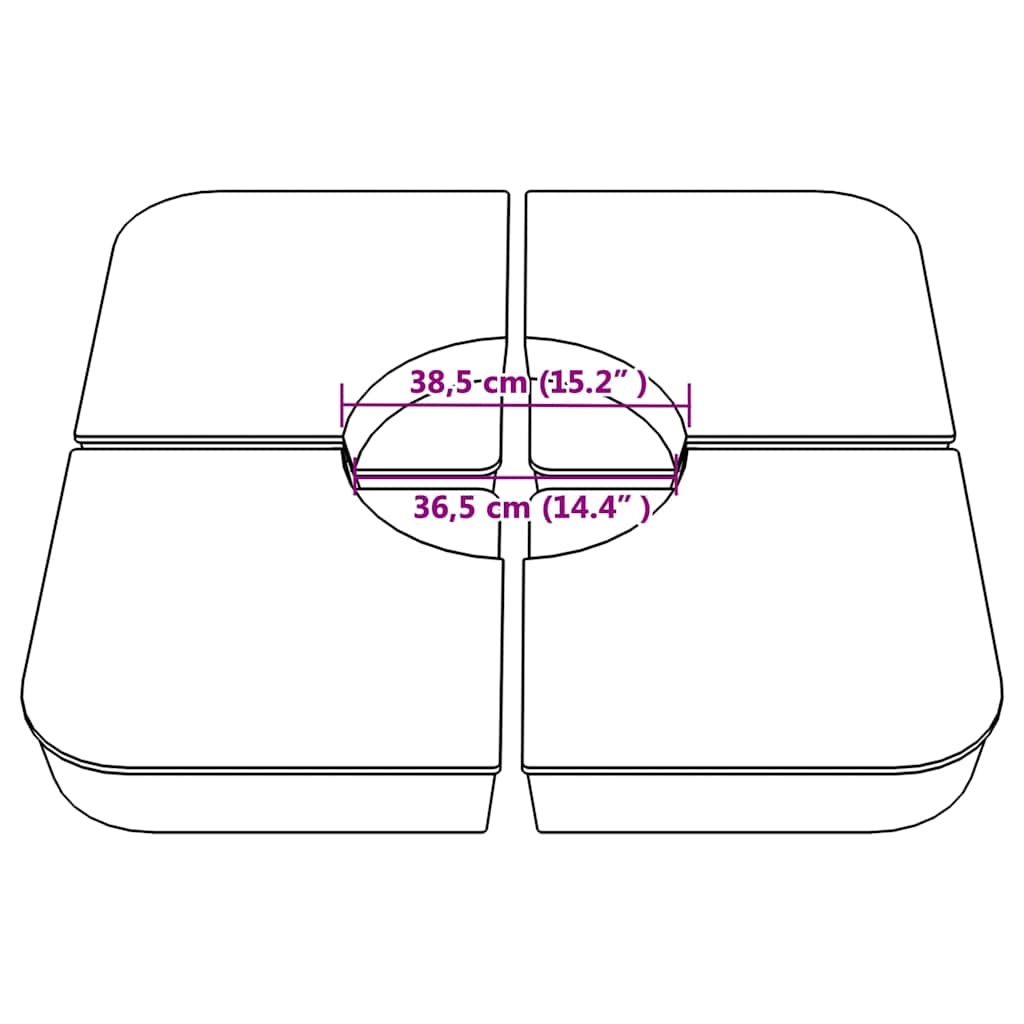 Juego bases de sombrilla 4 uds para parasol cruzado PP 100 kg