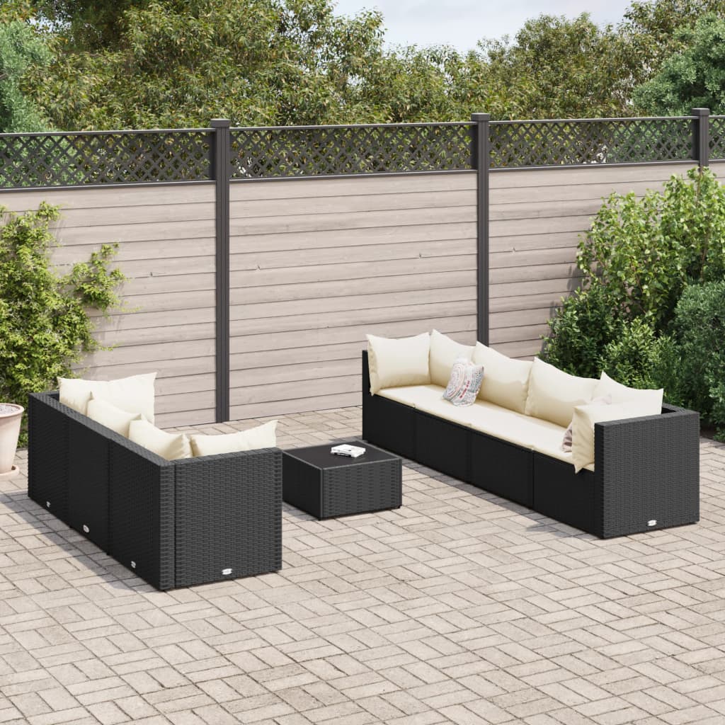 Set de muebles de jardín 6 pzas y cojines ratán sintético gris
