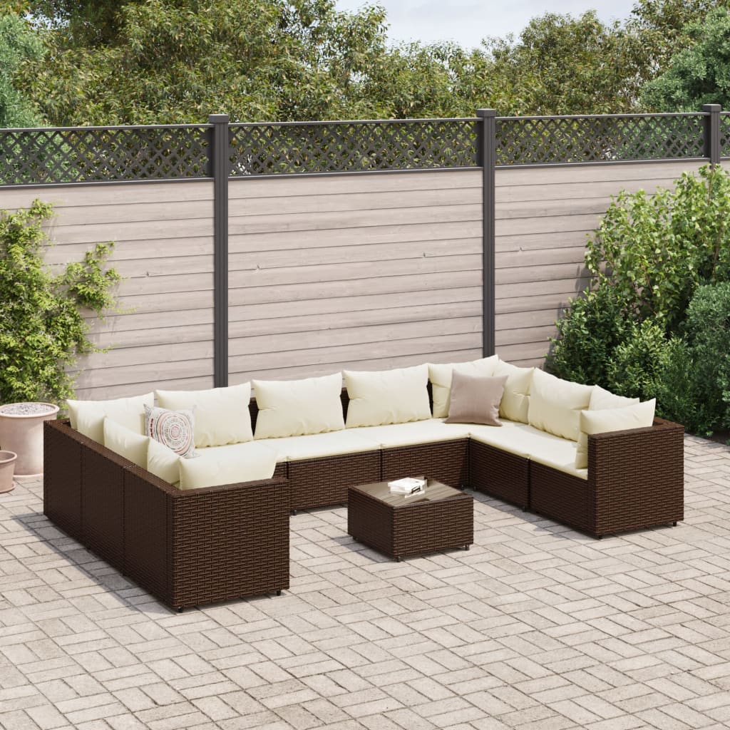 Set de sofás jardín y cojines 5 pzas ratán sintético gris claro