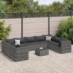 Set de comedor de jardín 7 pzas y cojines ratán sintético negro