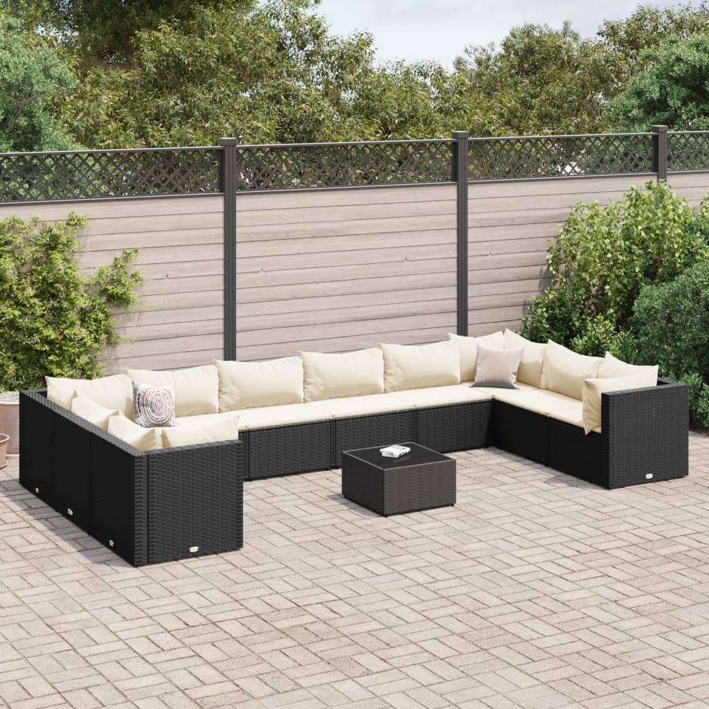 Set de sofás jardín y cojines 5 pzas ratán sintético gris claro