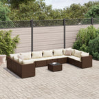 Set de comedor de jardín 7 pzas y cojines ratán sintético negro