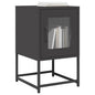 Black cold-rolled steel nightstand 36x39x60.5 cm