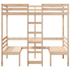 Cama alta con escritorio y asientos madera maciza 75x190 cm