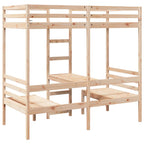 Cama alta con escritorio y asientos madera maciza 75x190 cm