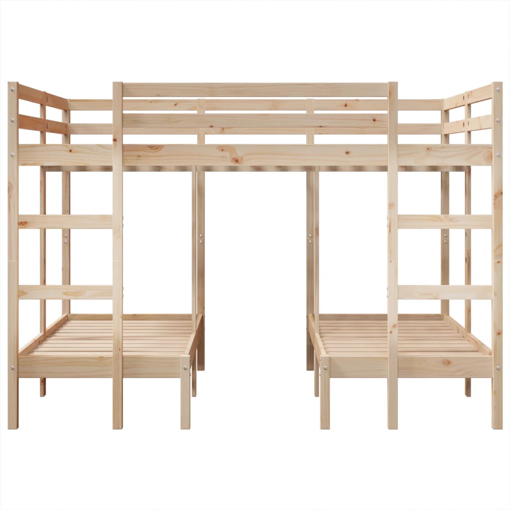 Estructura de litera triple madera de pino 140x200/70x140 cm
