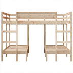 Estructura de litera triple madera de pino 140x200/70x140 cm