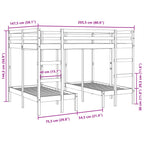 Estructura de litera triple madera de pino 140x200/70x140 cm