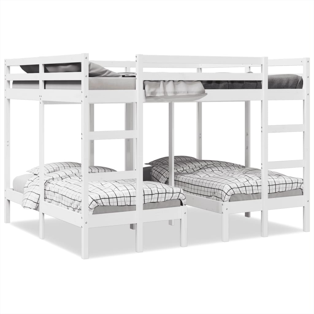Estructura de litera triple madera de pino 140x200/70x140 cm