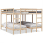 Estructura de litera triple madera de pino 140x200/70x140 cm