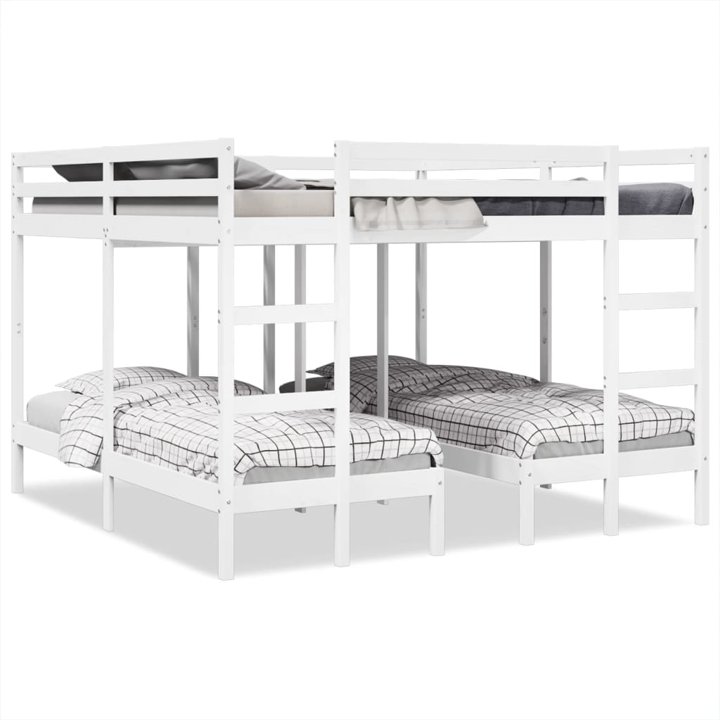 Estructura de litera triple madera de pino 140x200/70x140 cm