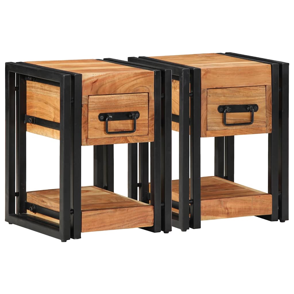 Armario de Noche 2 pcs 30 x 30 x 40 cm Madera de Acacia Sólida